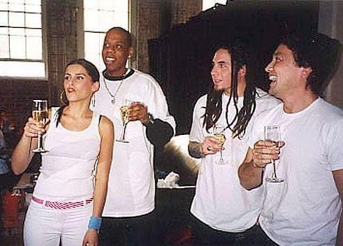 Posted on Instagram
Jay-Z, Nelly Furtado and P.O.D. band member Sonny Sandoval, photographed as they toasted to finishing the cover shoot for the April issue of SPIN magazine in New York City by the late Stephen Stickler in 2002.
